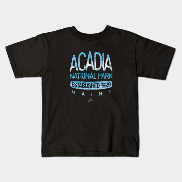 Acadia National Park, Est. 1929, Maine Kids T-Shirt by jcombs